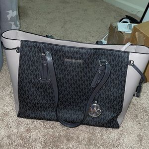 Michael Kors black and gray tote purse.